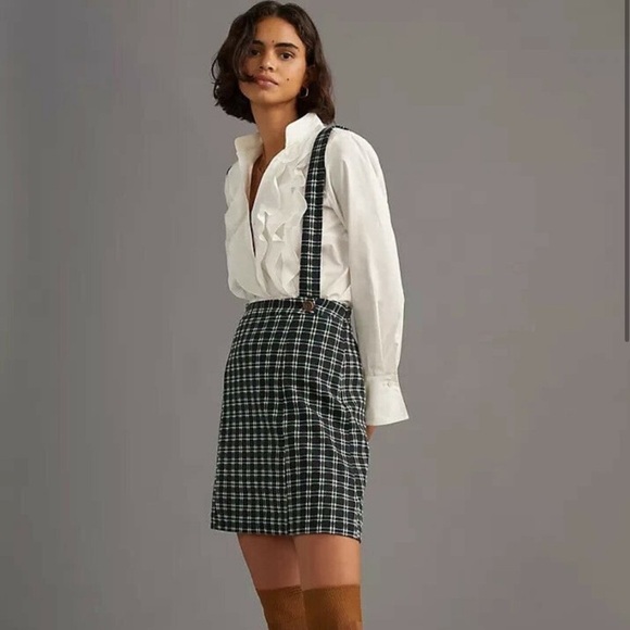 New with Tags Anthropologie Maeve Plaid Pinafore Skirt - Picture 3 of 7